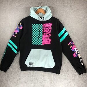 Black Graphic Racing Hoodie Davidson Races Floral Mint Green Streetwear Pullover